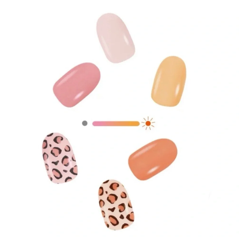 La Rarita Sunny Recipe Color Change Gel Nail Set 2 Pack Pink Leopard